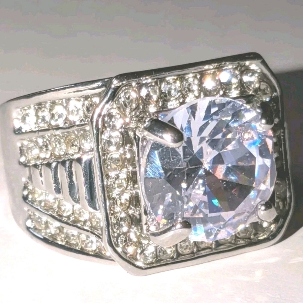 Classic Men's Dazzling 3CT Round Cut Lab Created Diamond  Engagement Ring